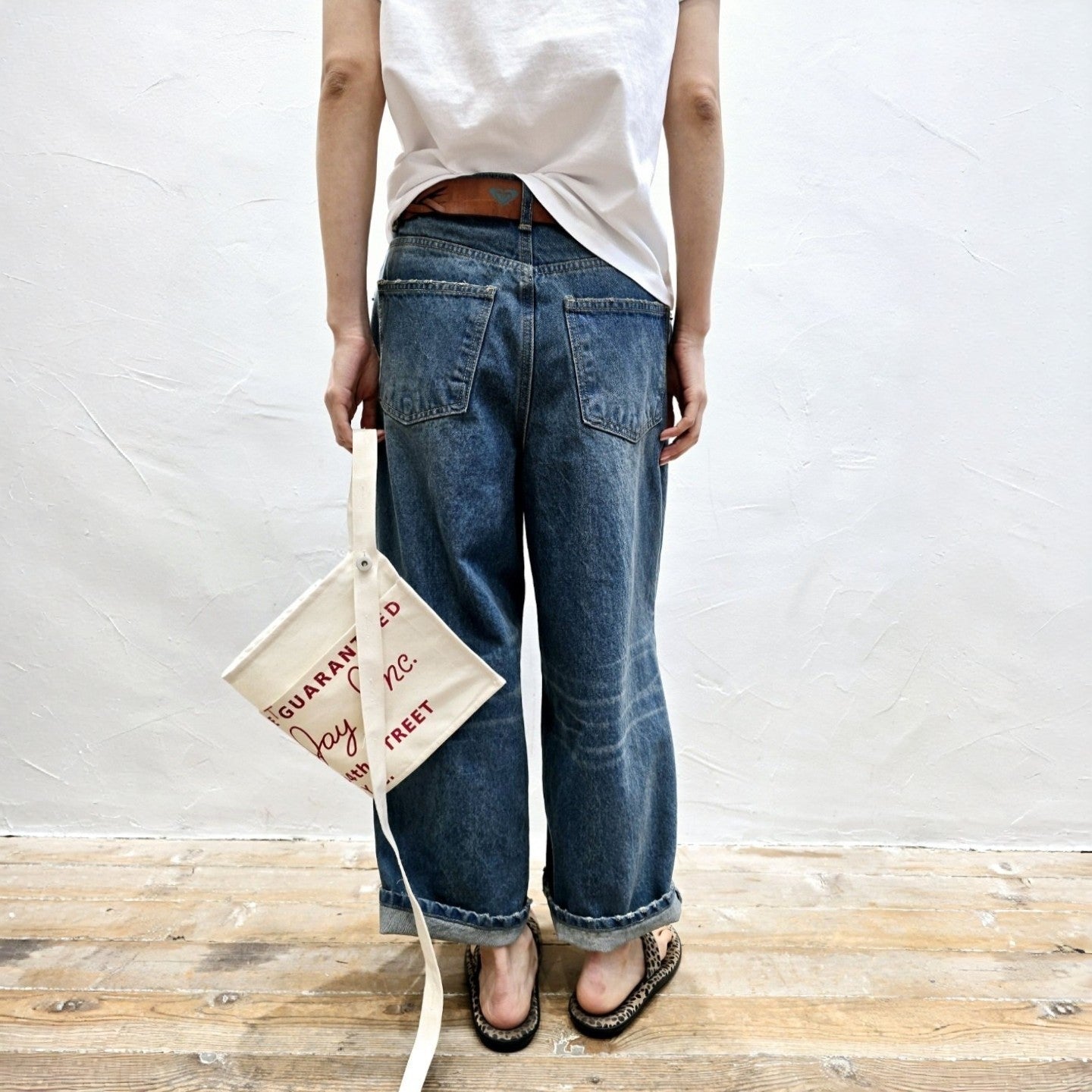 Pleated Barrel Fit Vintage Denim Pants