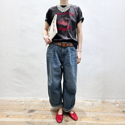 Pleated Barrel Fit Vintage Denim Pants