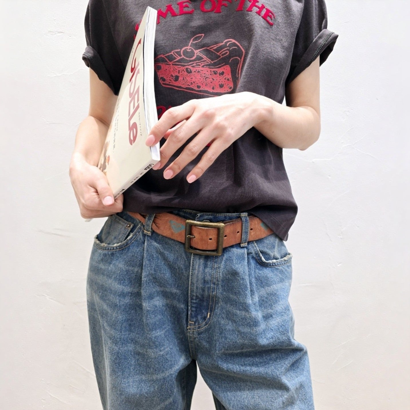 Pleated Barrel Fit Vintage Denim Pants