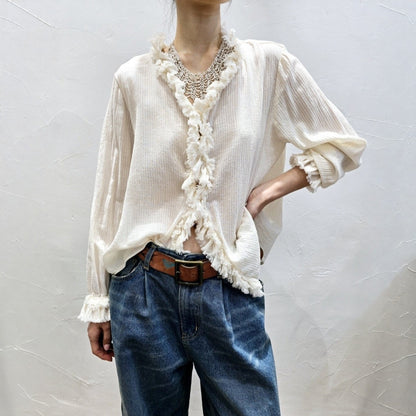 Pleated Barrel Fit Vintage Denim Pants
