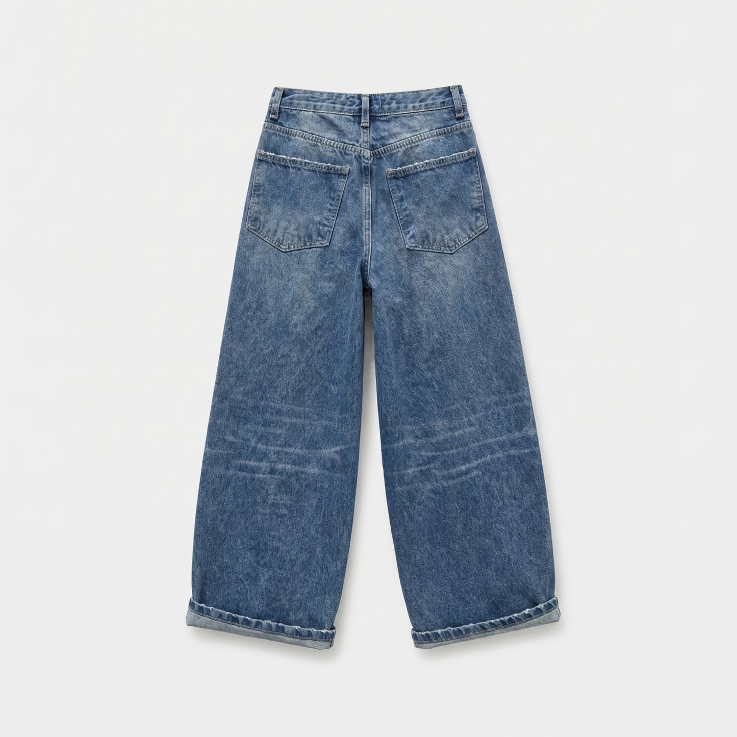Pleated Barrel Fit Vintage Denim Pants