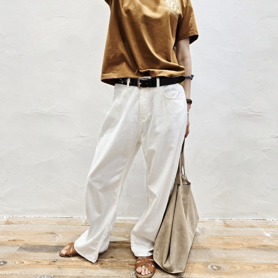Blanc Soft Cotton Wide-Leg Pants with Center Seam