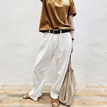 Blanc Soft Cotton Wide-Leg Pants with Center Seam