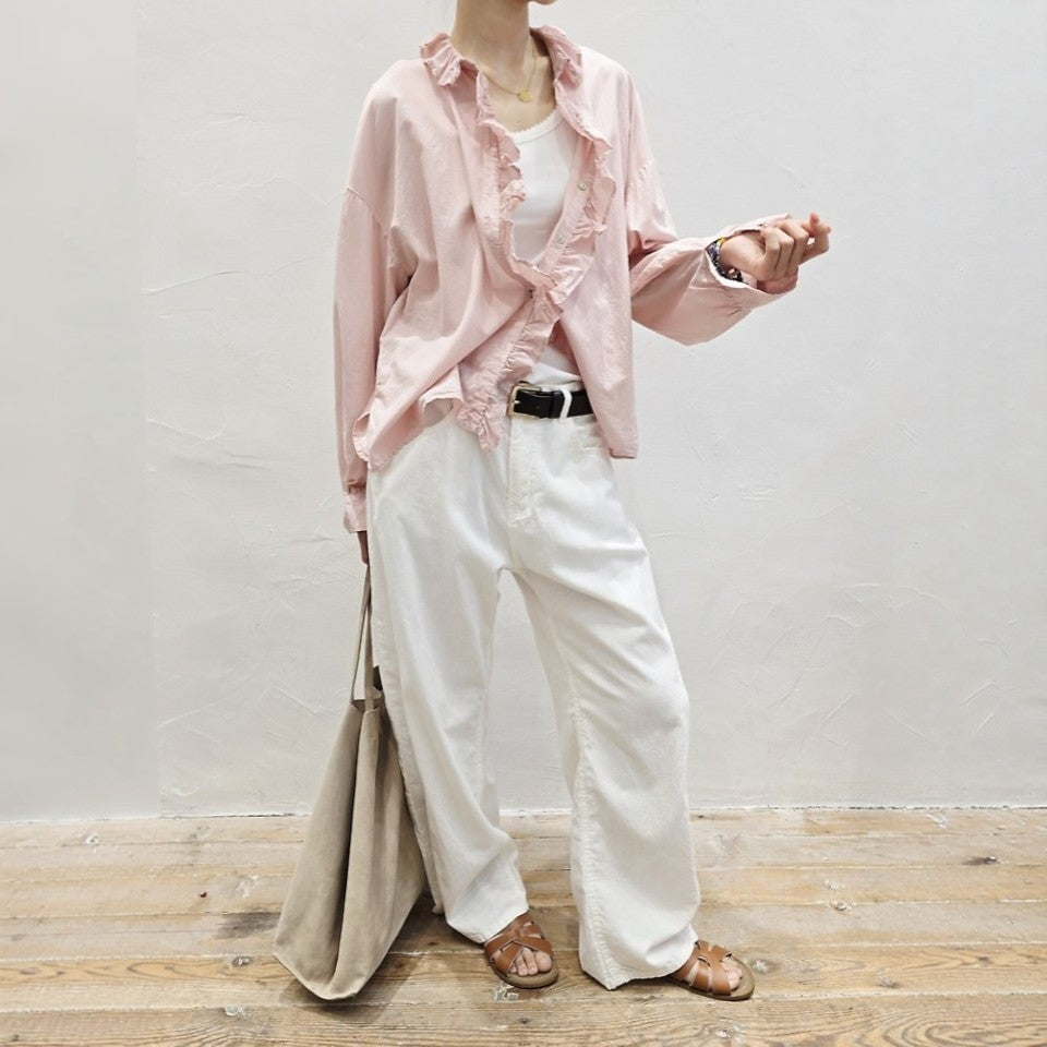Blanc Soft Cotton Wide-Leg Pants with Center Seam