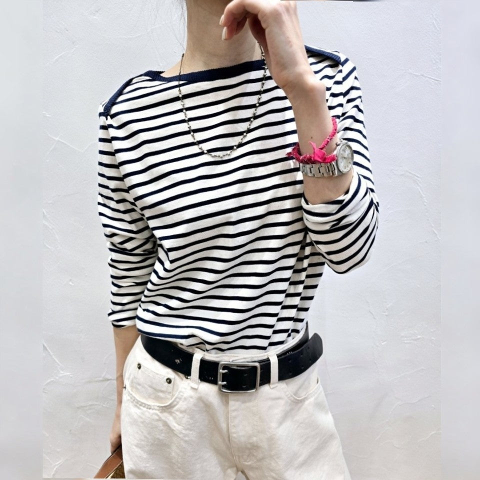 Marin Stripe Boat Neck Long Sleeve Top - Women One Size