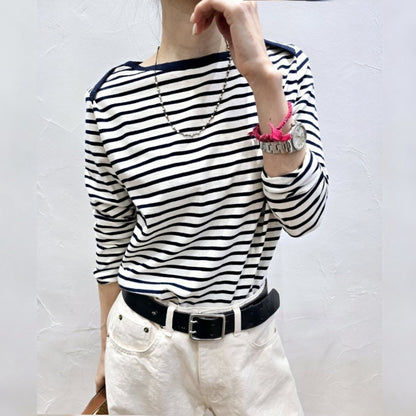 Marin Stripe Boat Neck Long Sleeve Top - Women One Size
