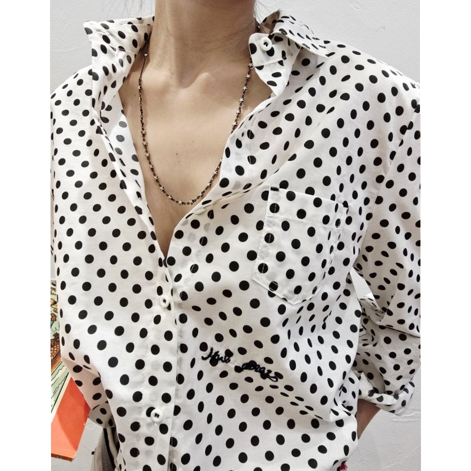 French Dot Everyday Blouse - Women One Size