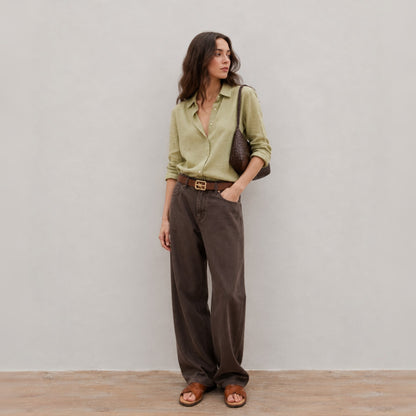 Blanc Soft Cotton Wide-Leg Pants with Center Seam