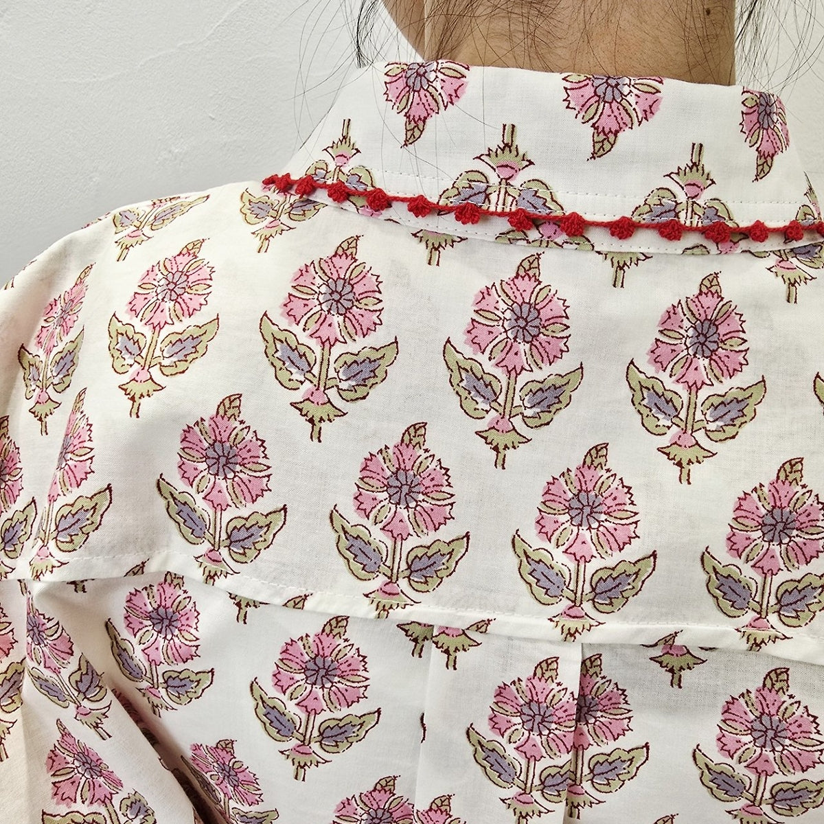 Boho Block Print Cotton Shirt - Women One Size