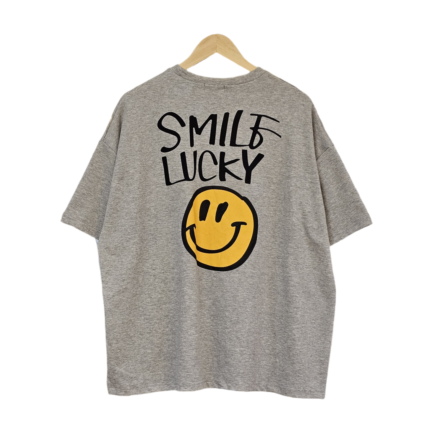 Smile Lucky Cotton Matching Setwear - Oversized Graphic Tee & Shorts - Women One Size