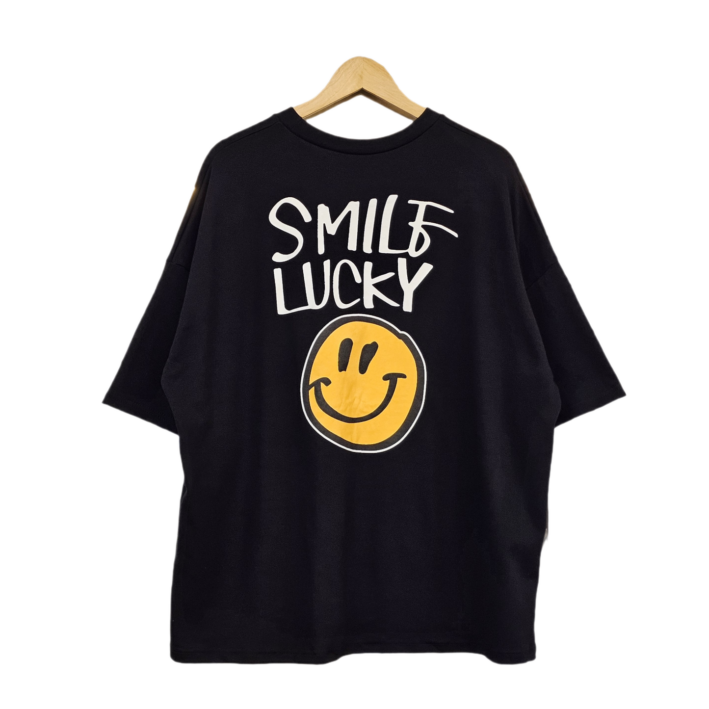 Smile Lucky Cotton Matching Setwear - Oversized Graphic Tee & Shorts - Women One Size