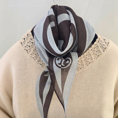 Lightweight Monogram Diamond Scarf – Sheer Linen Blend Fashion Scarf