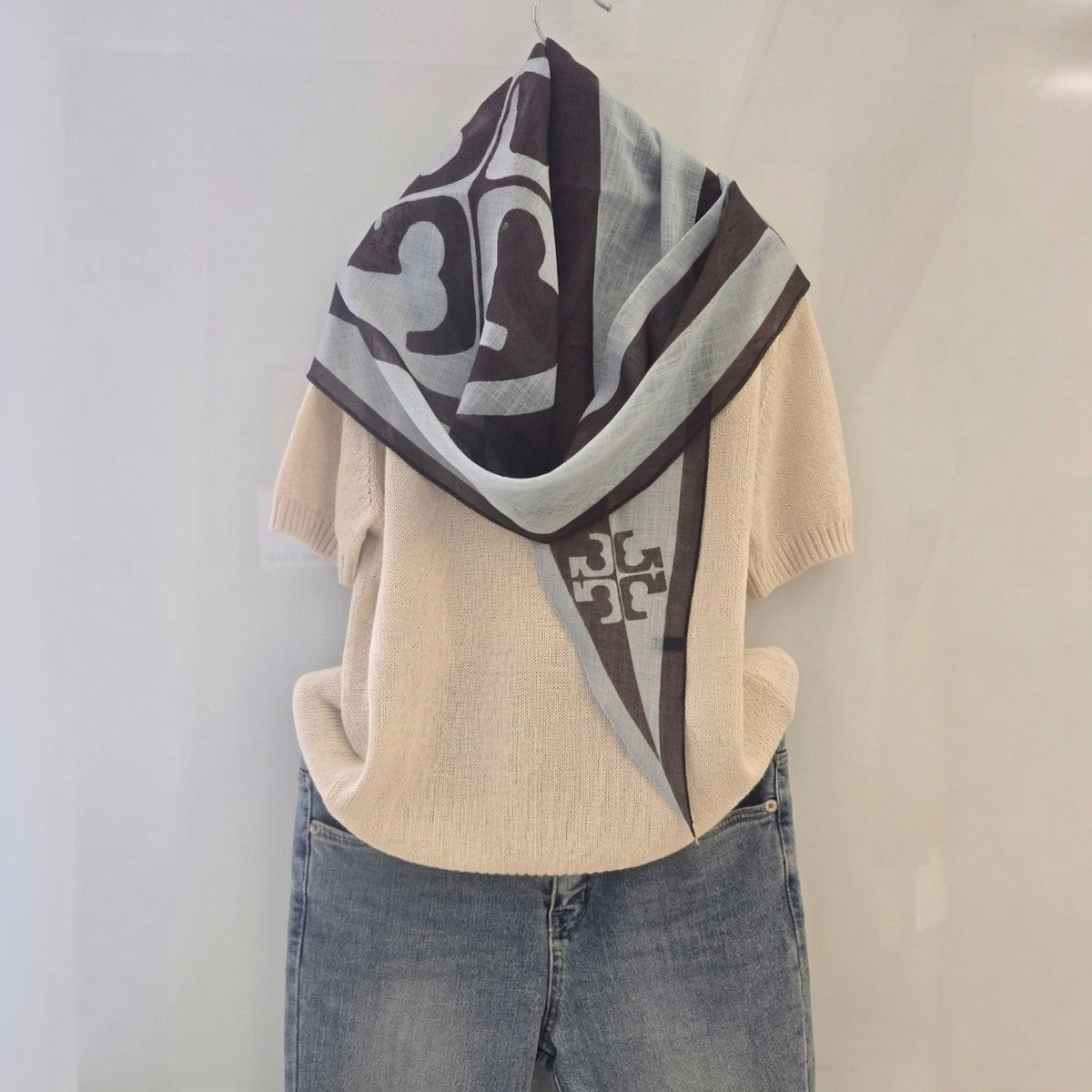 Lightweight Monogram Diamond Scarf – Sheer Linen Blend Fashion Scarf