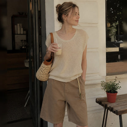 Relaxed Textured Knit Top - Women One Size