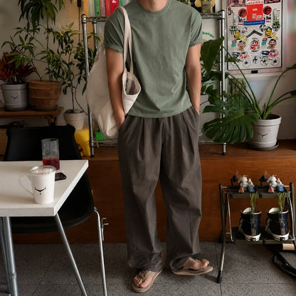Relaxed Washed Cotton Volume Pants – Men One Size