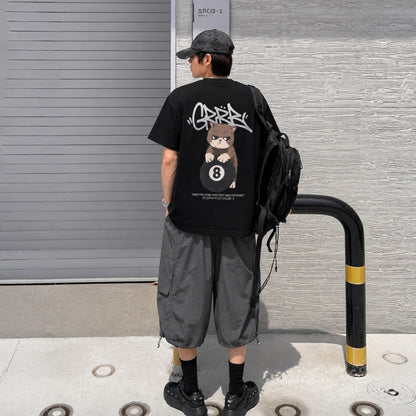 Billiard Cat Graphic Oversized T-Shirt - Men One Size ( Unisex )