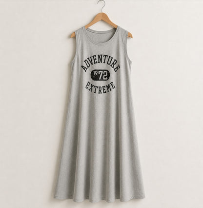 Vintage Adventure 1972 Graphic A-Line Cotton Tank Dress – Women One Size