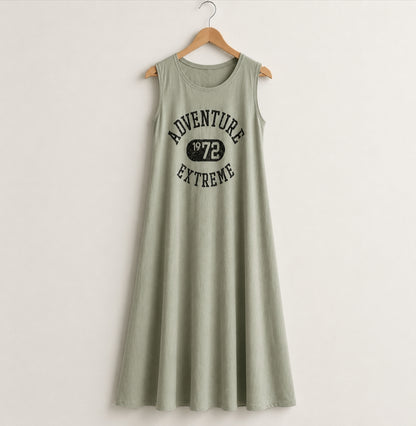 Vintage Adventure 1972 Graphic A-Line Cotton Tank Dress – Women One Size