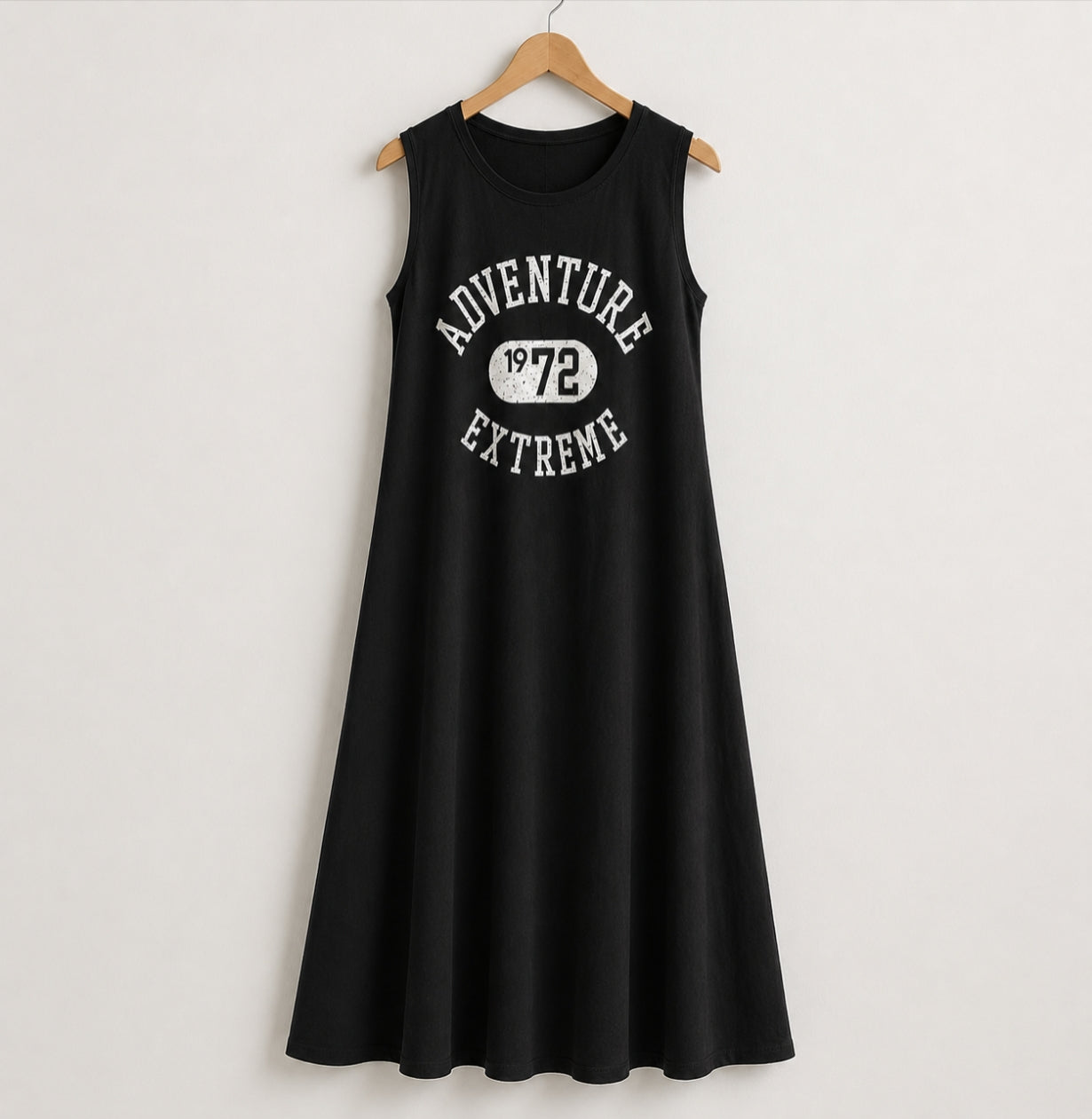 Vintage Adventure 1972 Graphic A-Line Cotton Tank Dress – Women One Size