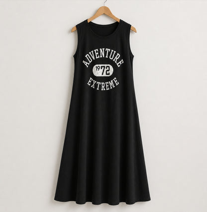 Vintage Adventure 1972 Graphic A-Line Cotton Tank Dress – Women One Size