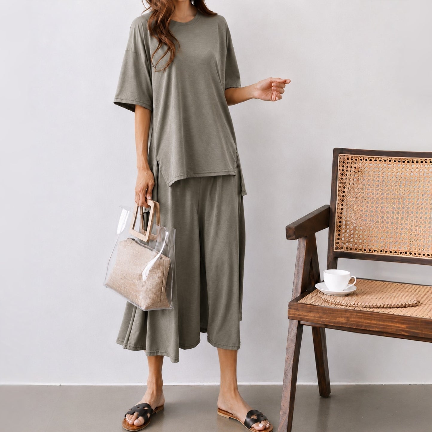 Relaxed Draped Wide-Leg Setwear – Women One Size