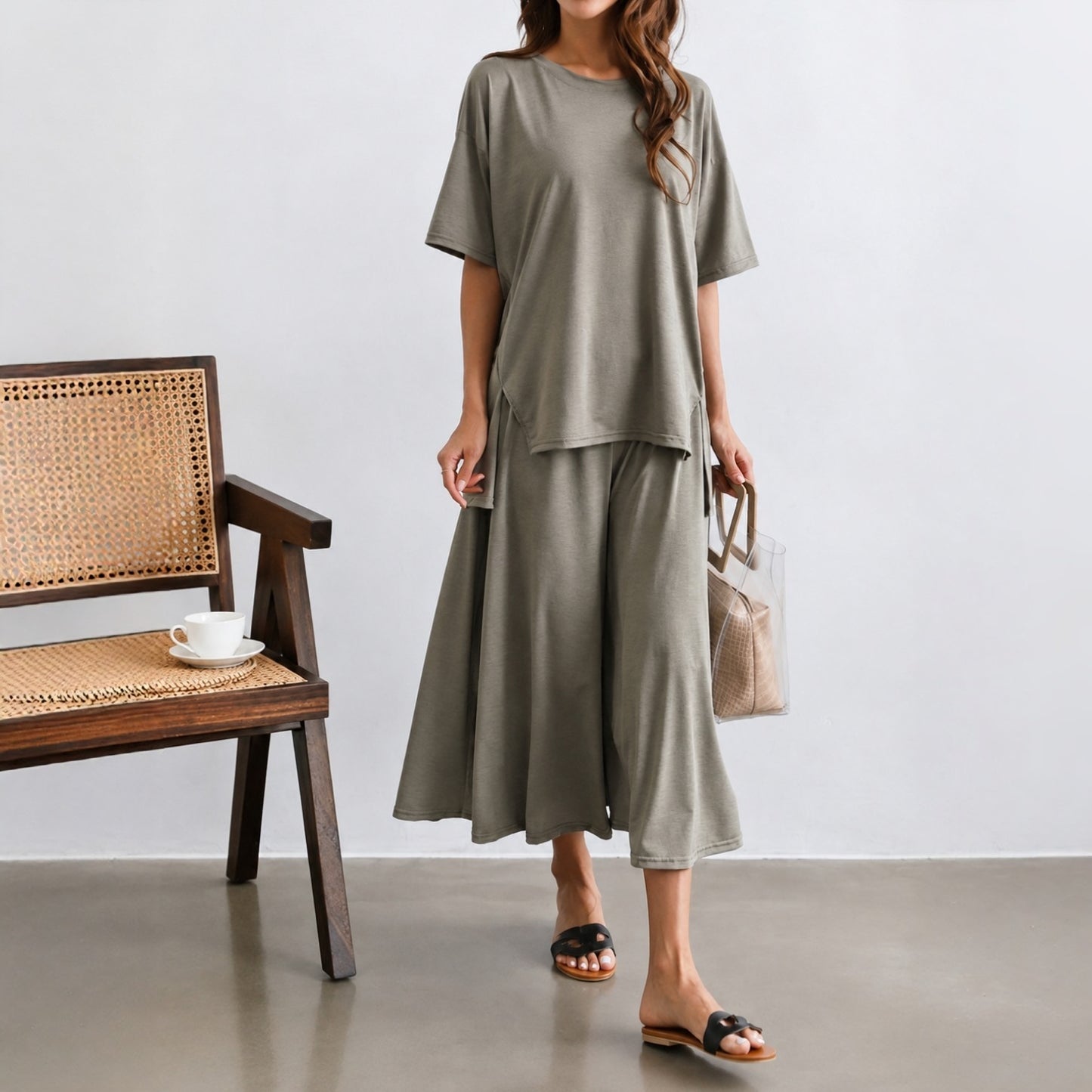 Relaxed Draped Wide-Leg Setwear – Women One Size