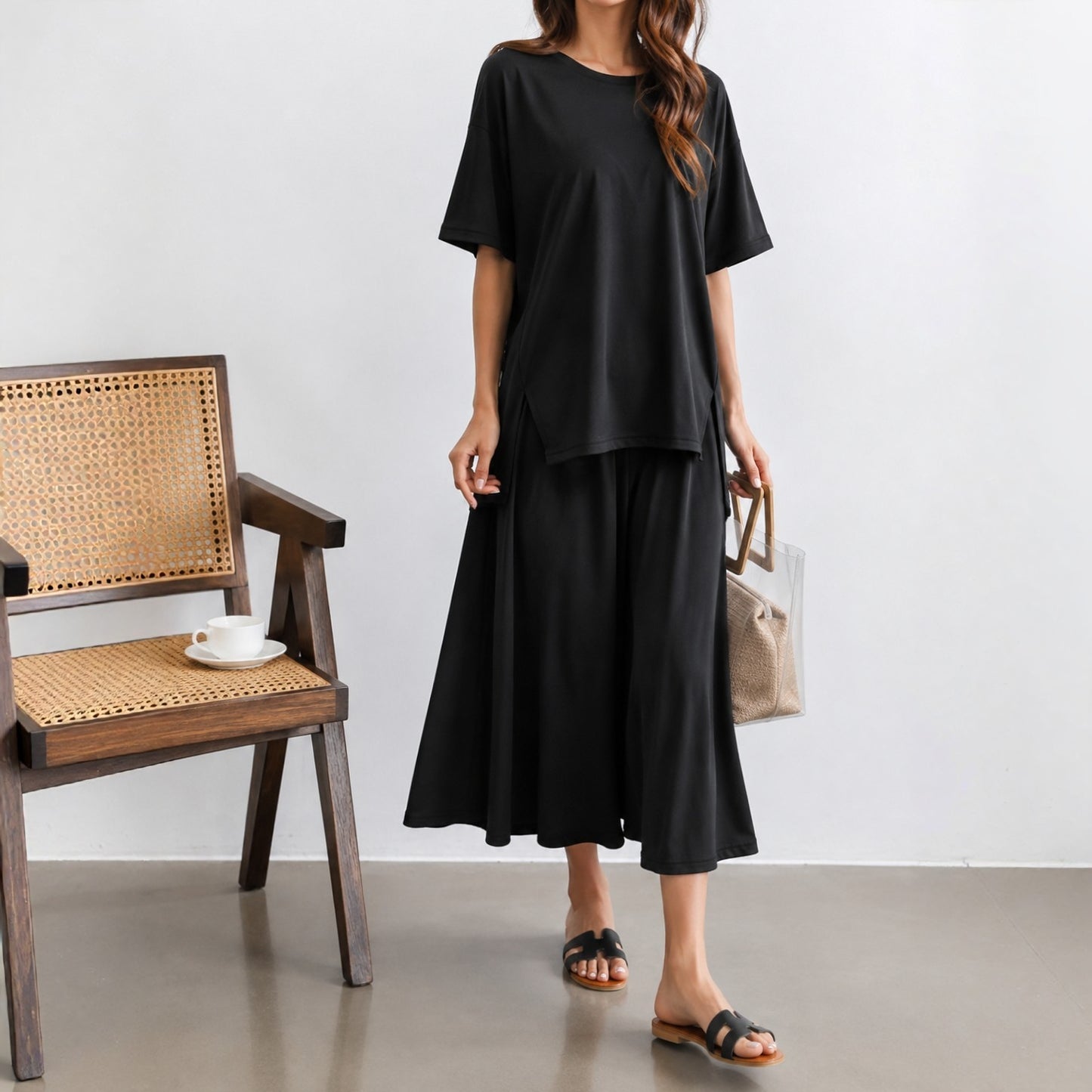 Relaxed Draped Wide-Leg Setwear – Women One Size