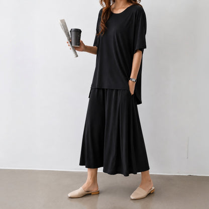 Relaxed Draped Wide-Leg Setwear – Women One Size