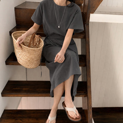 Draped Wrap Tie Dress - Women One Size