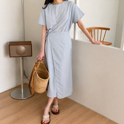Draped Wrap Tie Dress - Women One Size