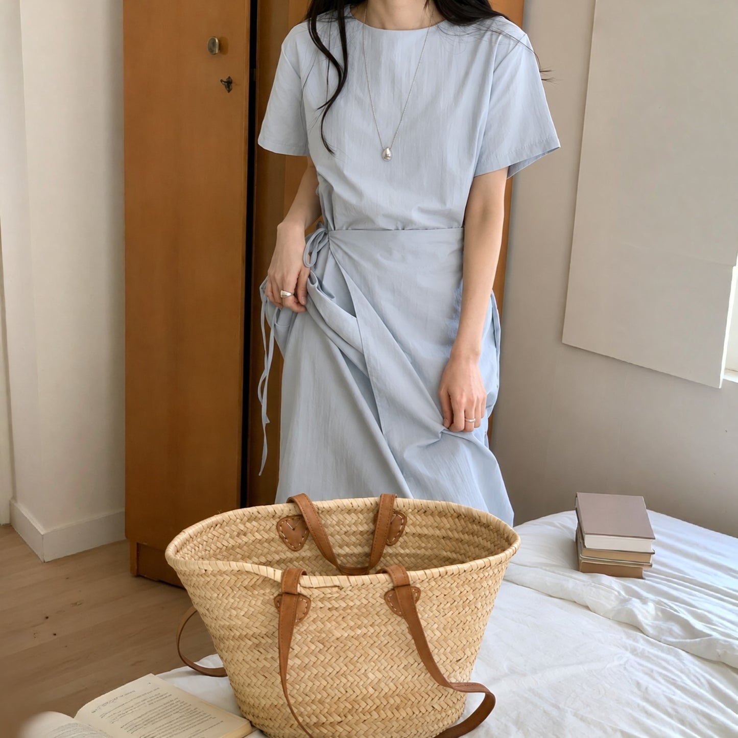 Draped Wrap Tie Dress - Women One Size