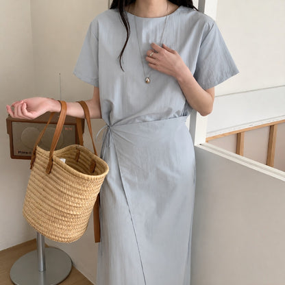 Draped Wrap Tie Dress - Women One Size