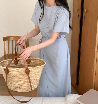 Draped Wrap Tie Dress - Women One Size