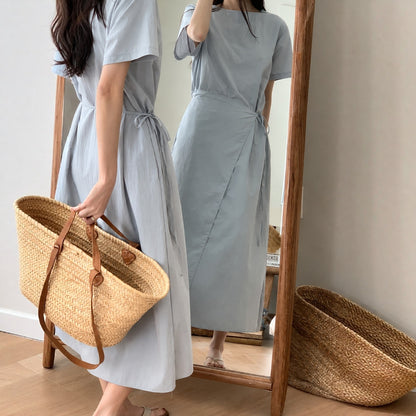 Draped Wrap Tie Dress - Women One Size