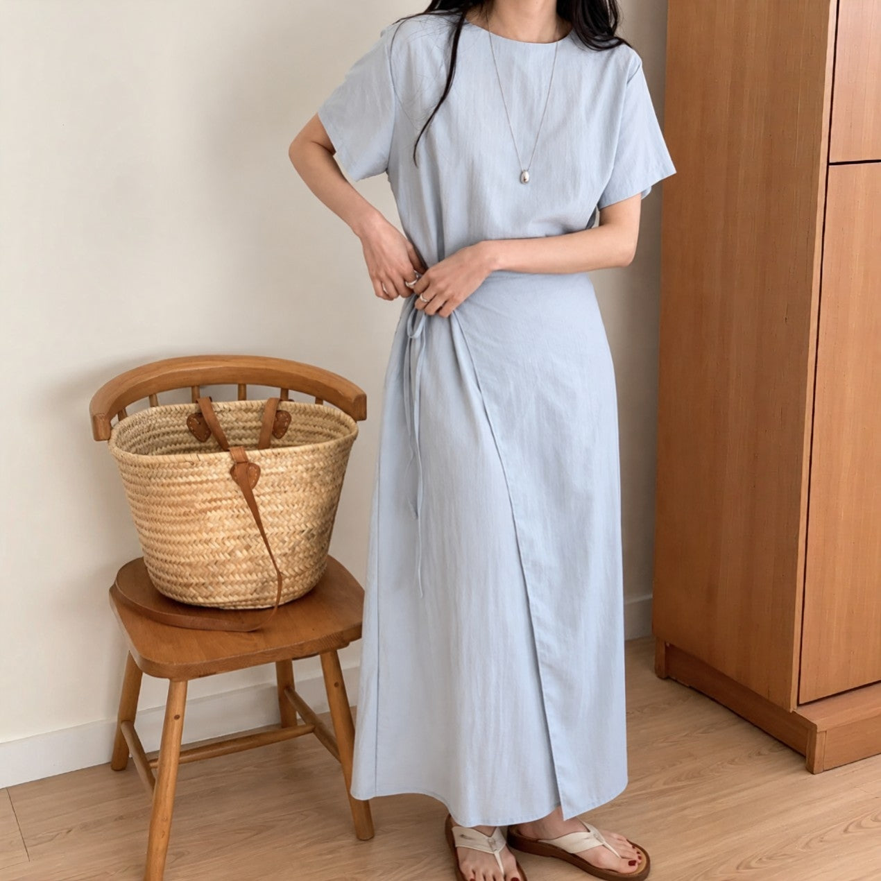Draped Wrap Tie Dress - Women One Size
