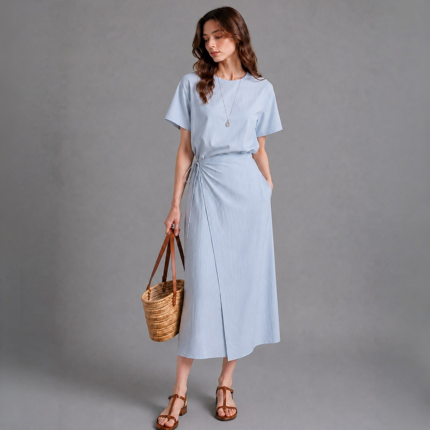 Draped Wrap Tie Dress - Women One Size