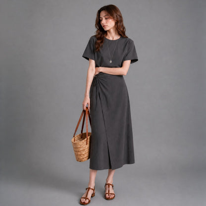Draped Wrap Tie Dress - Women One Size