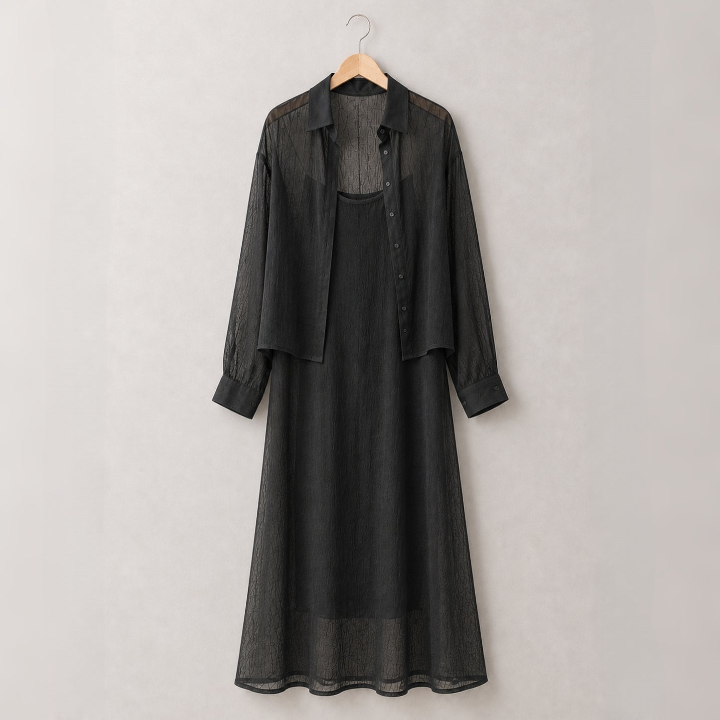 Sheer Shirt & Slip Maxi Dress Setwear – Women One Size