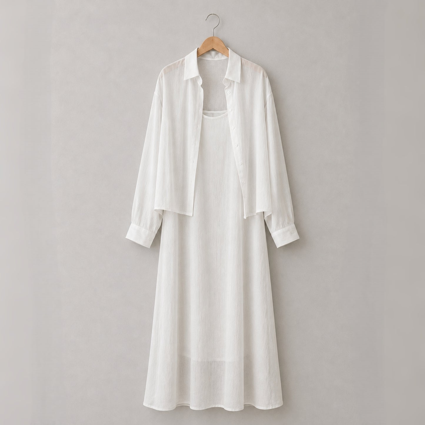 Sheer Shirt & Slip Maxi Dress Setwear – Women One Size