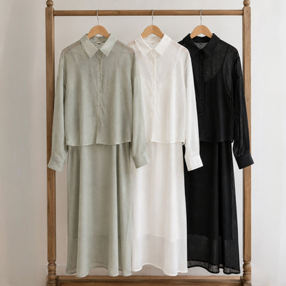 Sheer Shirt & Slip Maxi Dress Setwear – Women One Size