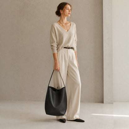 Large  Norr Leather Bucket Tote Bag