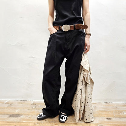 Blanc Soft Cotton Wide-Leg Pants with Center Seam