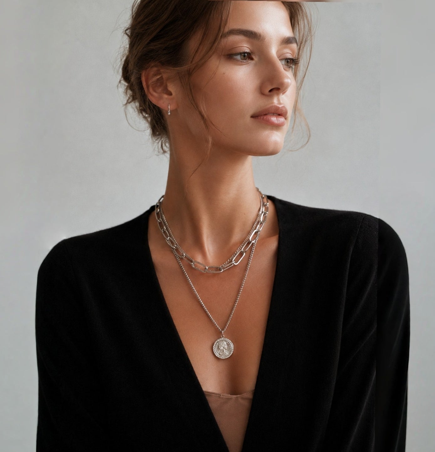Triple Layer Coin Pendant Necklace