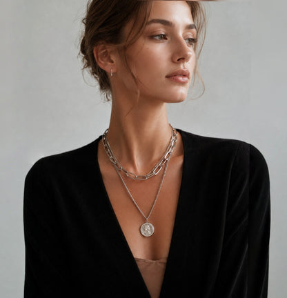 Triple Layer Coin Pendant Necklace