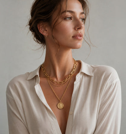 Triple Layer Coin Pendant Necklace