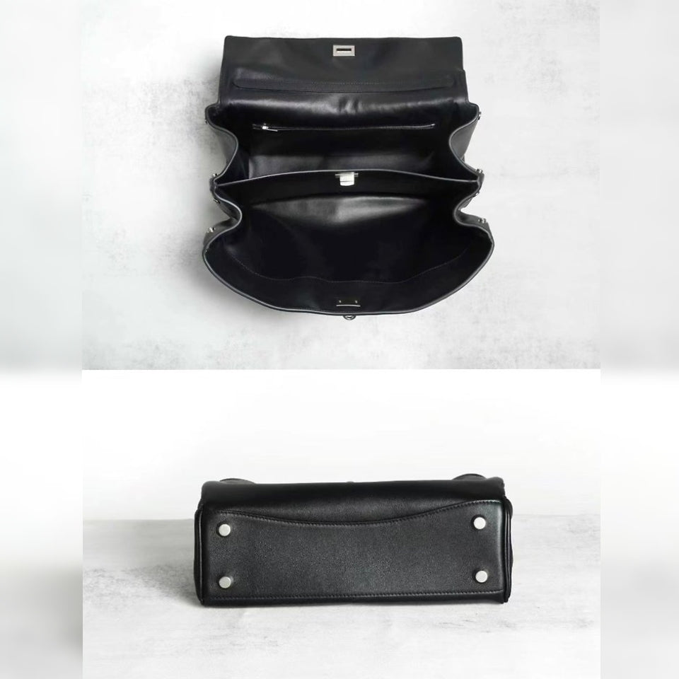 AVEN Drape Lock Leather Handbag