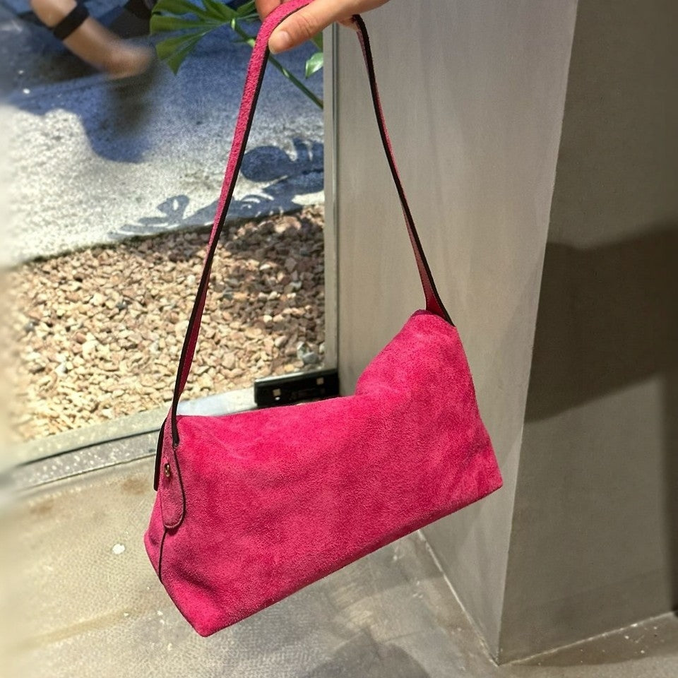 MILA Cowhide Suede Flap Shoulder Bag