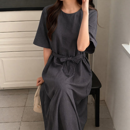 ELORA Structured Belted Midi Dress - Women One Size