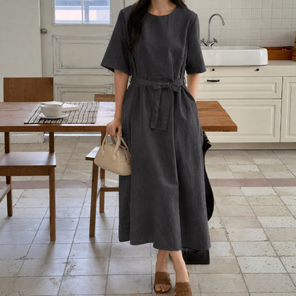 ELORA Structured Belted Midi Dress - Women One Size
