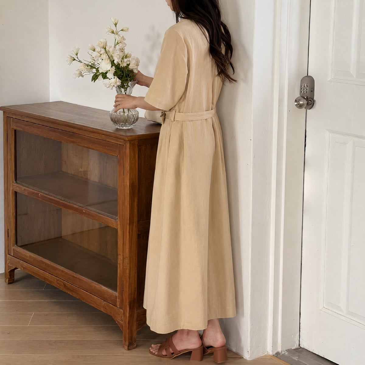 ELORA Structured Belted Midi Dress - Women One Size